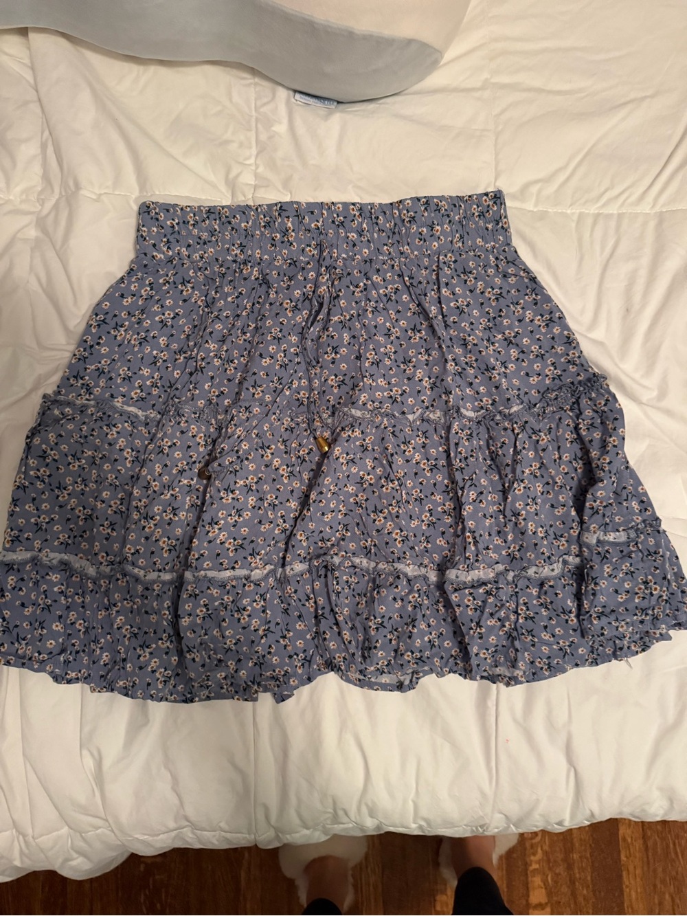 Tiered Blue Floral Mini Skirt